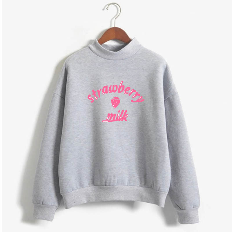Cute Strawberry Print Cotton Hoodie - Cozy Pullover