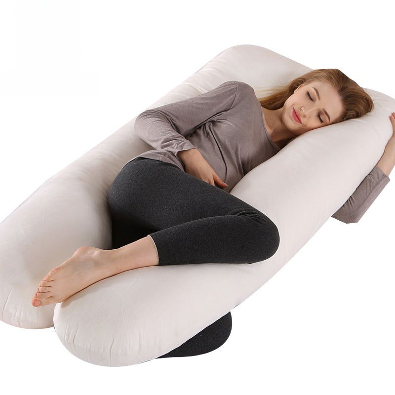 Cotton U-Shaped Pregnancy Support Pillow for Side Sleeping and Nursing