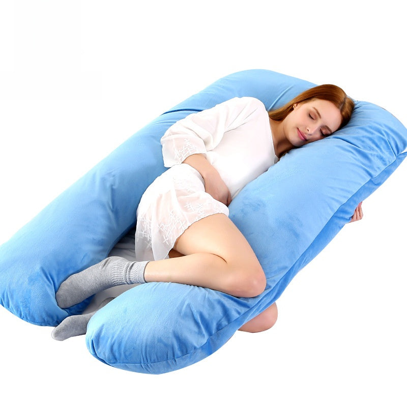 Cotton U-Shaped Pregnancy Support Pillow for Side Sleeping and Nursing