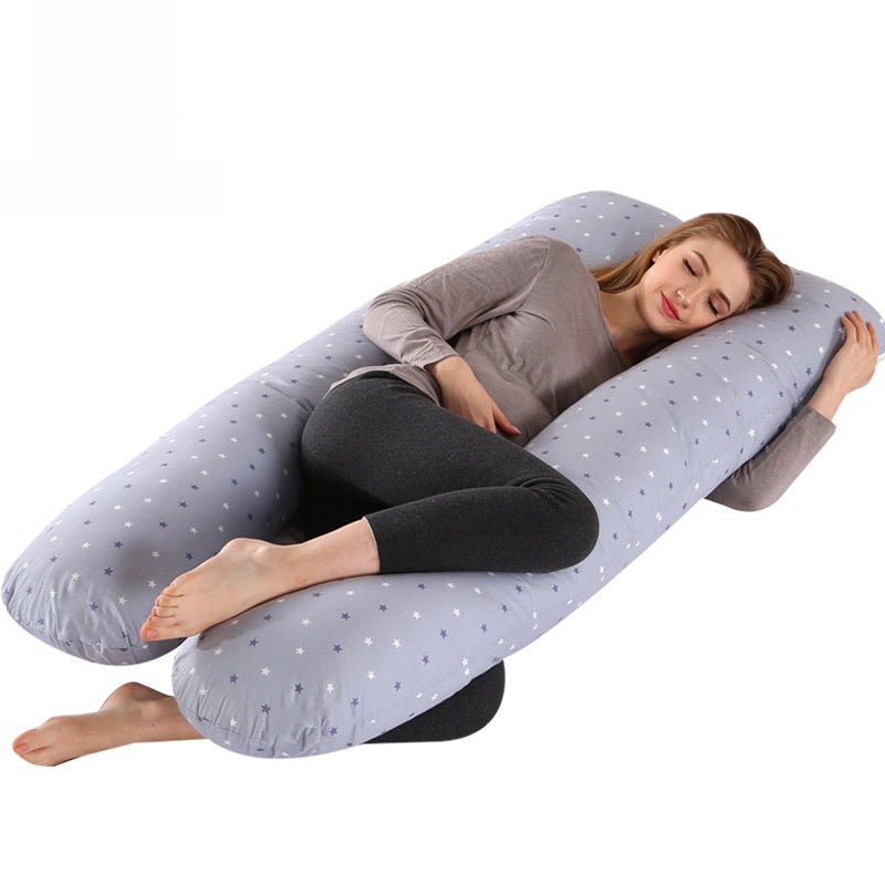 Cotton U-Shaped Pregnancy Support Pillow for Side Sleeping and Nursing