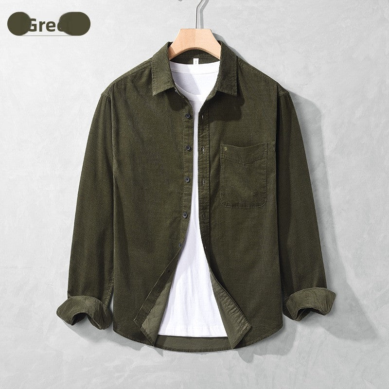 Men's Cotton Corduroy Shirt Jacket - Casual Overshirt