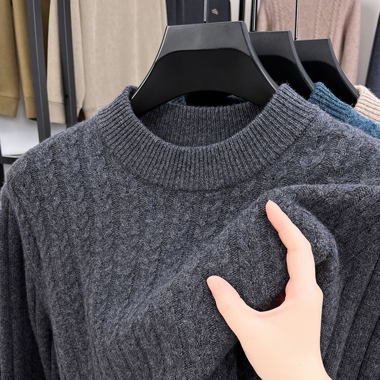 Men's Pure Wool Thickened Jacquard Half Turtleneck Sweater