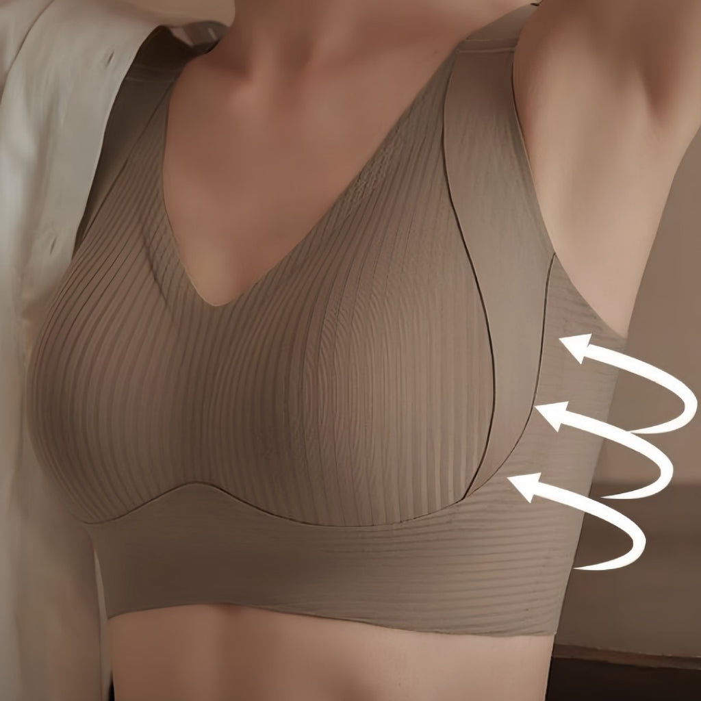 Seamless adjustable shoulder strap bra