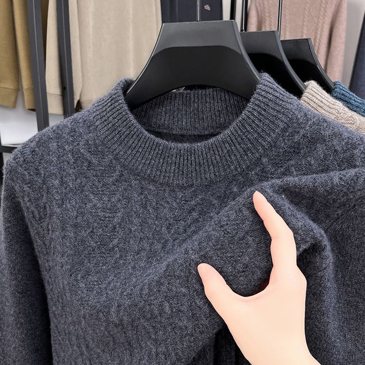 Men's Pure Wool Thickened Jacquard Half Turtleneck Sweater