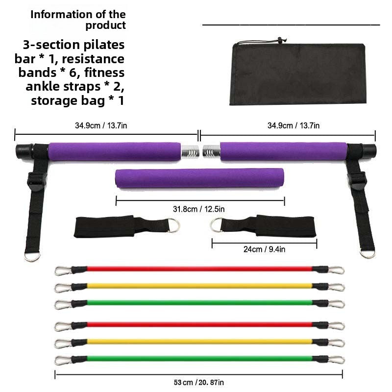 Multi-Functional 3-Section Pilates Stick - Portable Fitness Bar