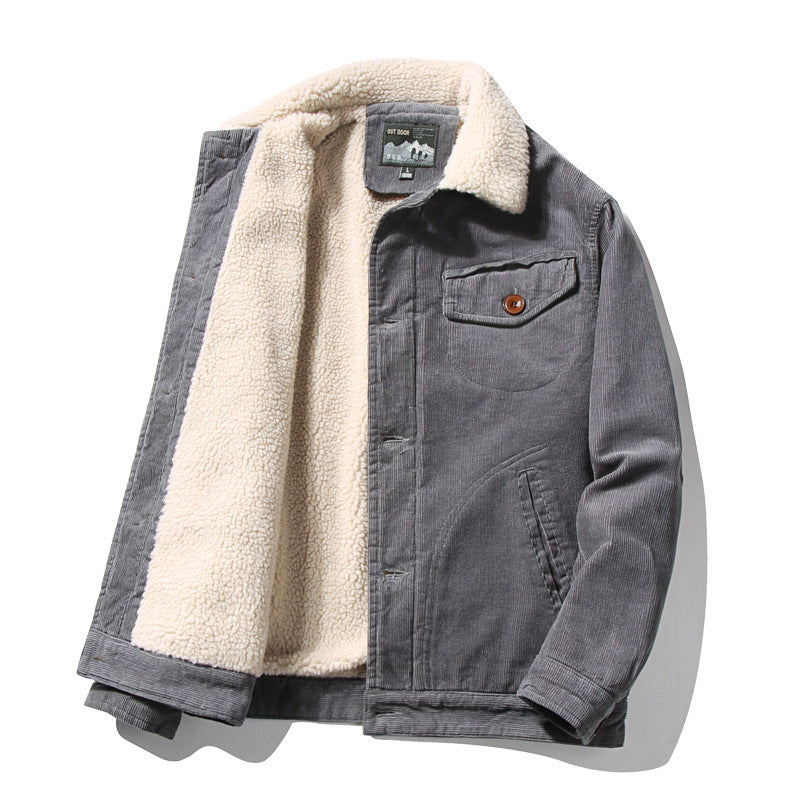 Premium Winter Corduroy Jacket with Wool Collar for Men