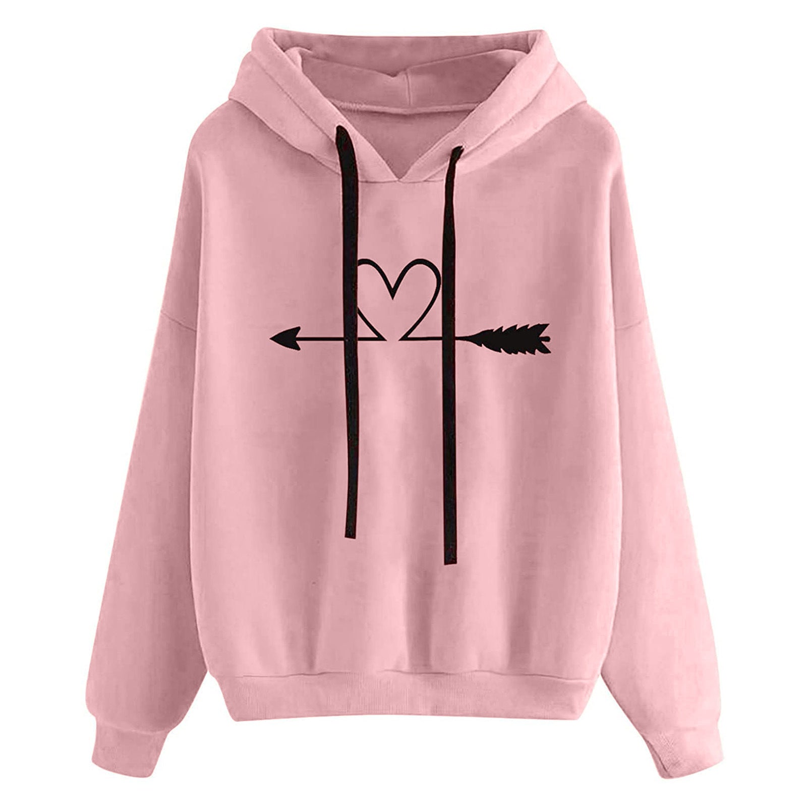 Women's Hooded Sweatshirt - Loose Fit Printed Pullover