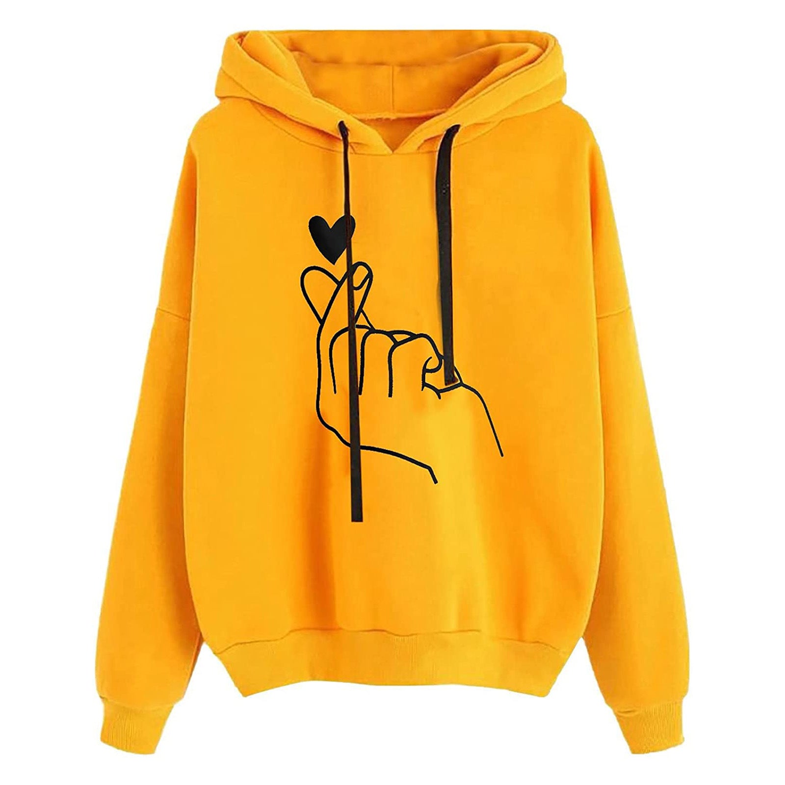 Women's Hooded Sweatshirt - Loose Fit Printed Pullover