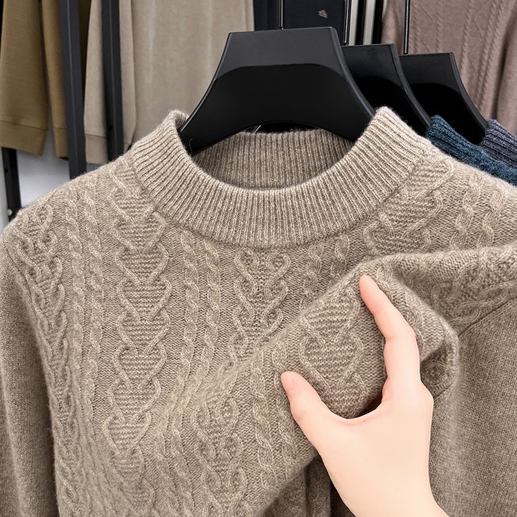 Men's Pure Wool Thickened Jacquard Half Turtleneck Sweater