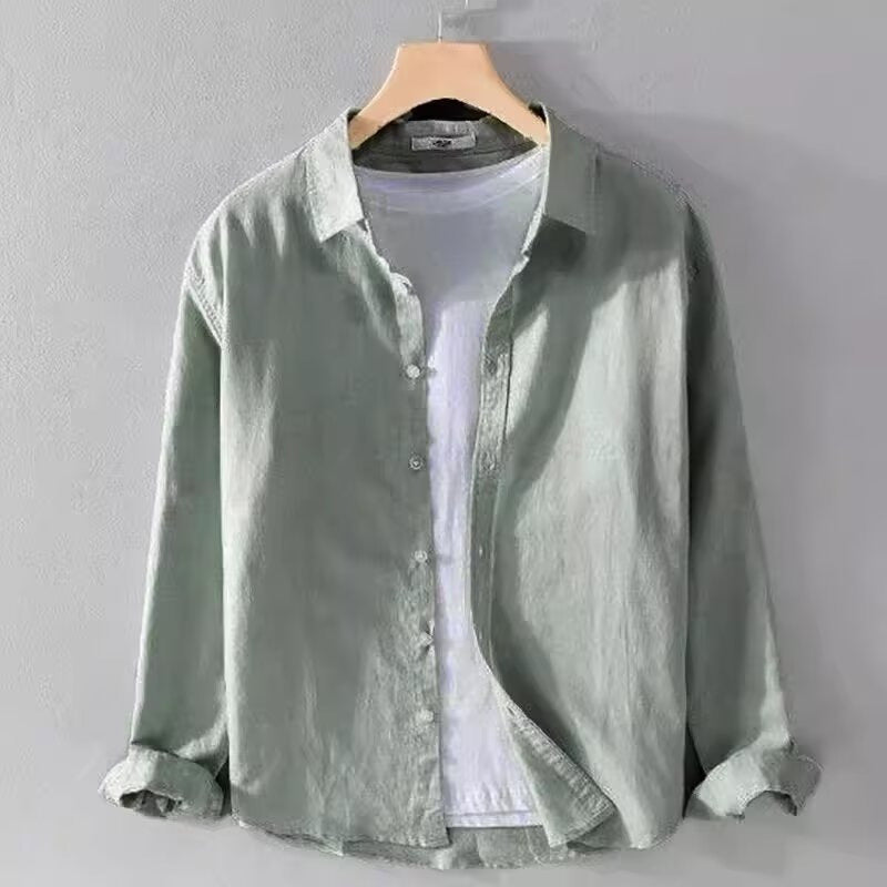 Men's Linen Casual Long Sleeve Shirt - Breathable Summer Shirt