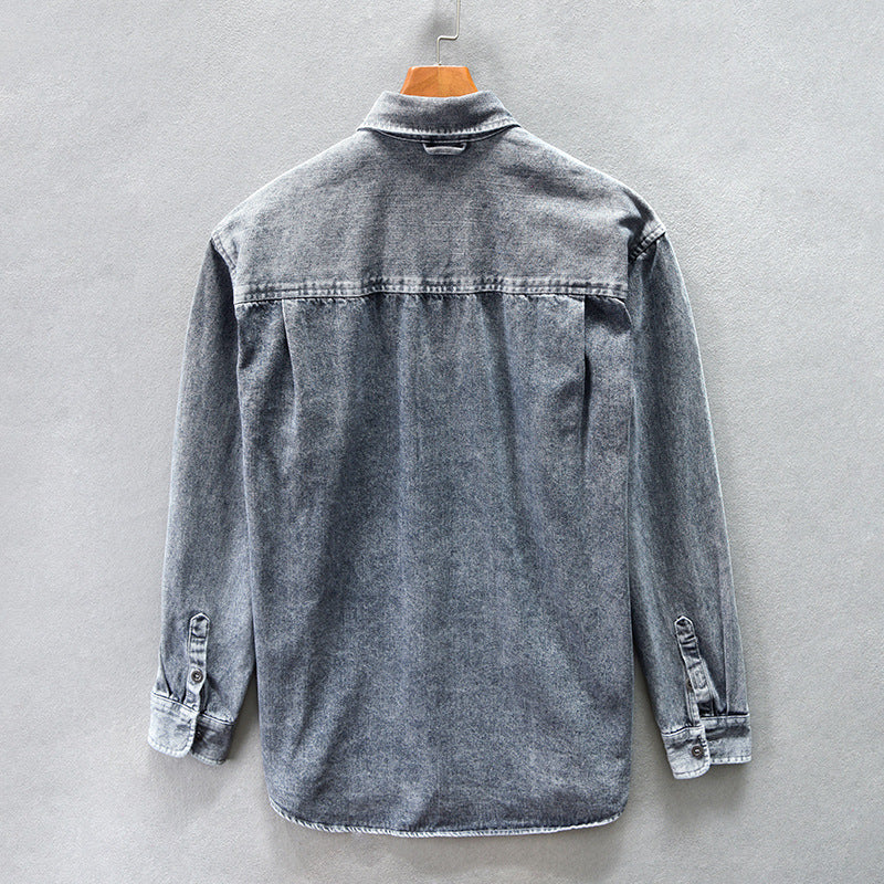 Men's Loose-Sleeved Denim Shirt - Relaxed Fit