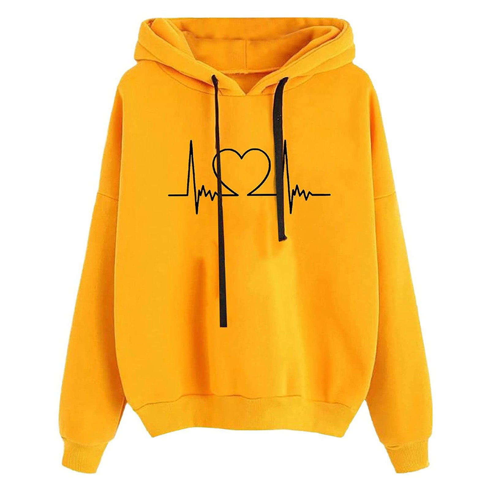 Women's Hooded Sweatshirt - Loose Fit Printed Pullover