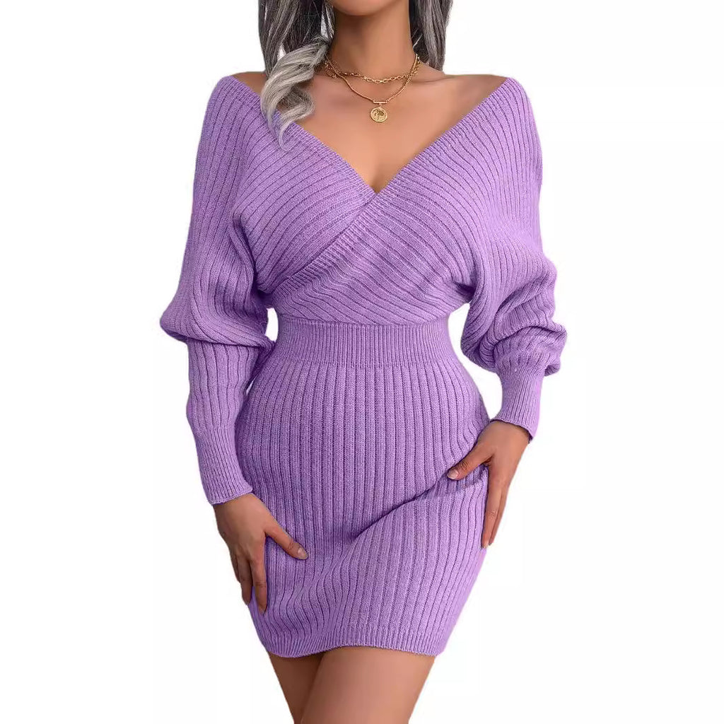 Women's V-Neck Slim Fit Knitted Sweater - Cozy & Stylish