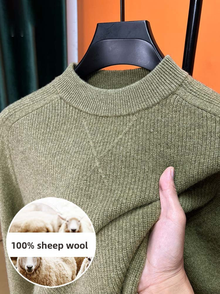 Men's Pure Wool Thickened Jacquard Half Turtleneck Sweater