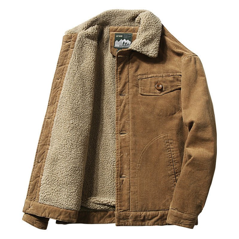Premium Winter Corduroy Jacket with Wool Collar for Men
