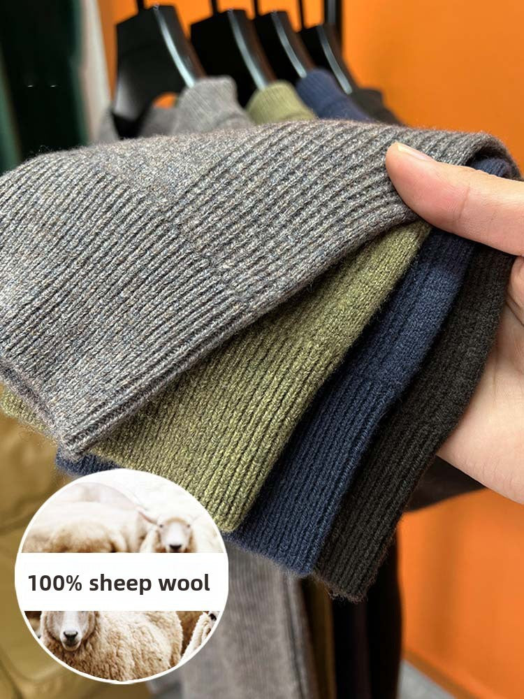 Men's Pure Wool Thickened Jacquard Half Turtleneck Sweater