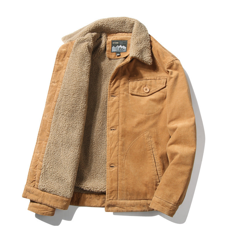 Premium Winter Corduroy Jacket with Wool Collar for Men