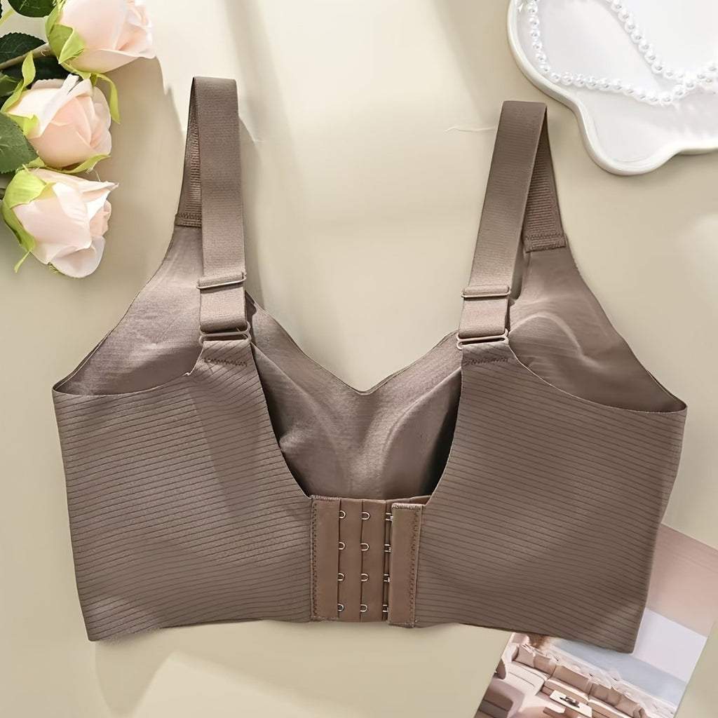 Seamless adjustable shoulder strap bra
