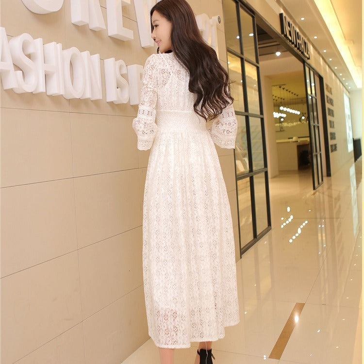 Summer Lace V-Neck Dress for Women - Romantic & Feminine