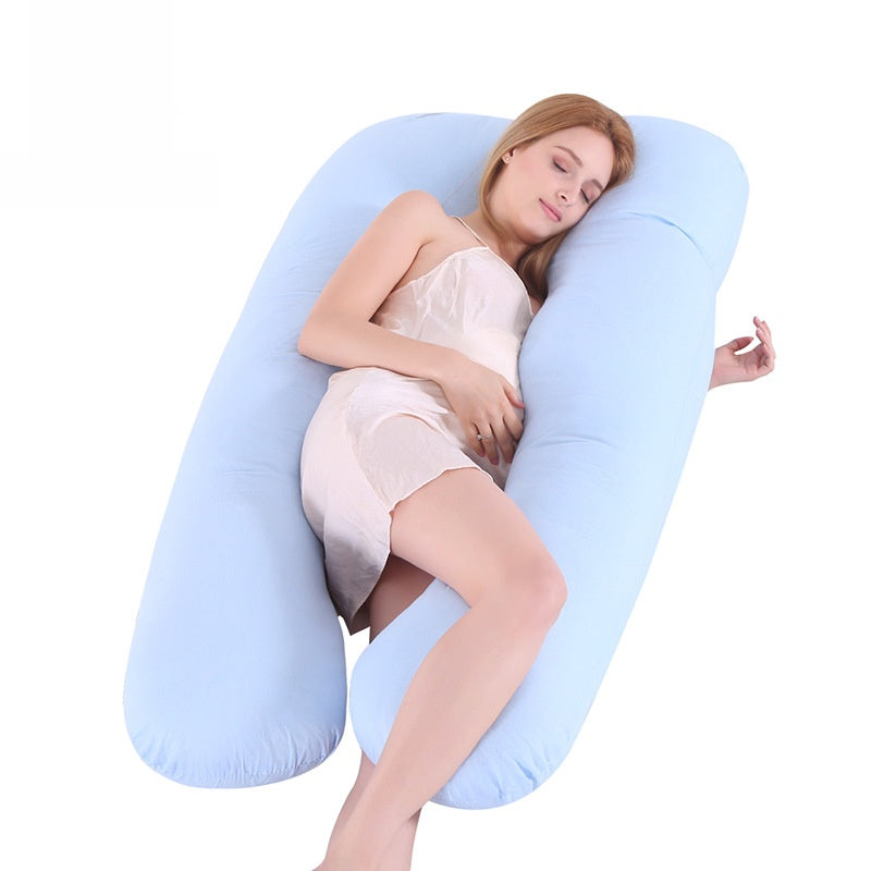 Cotton U-Shaped Pregnancy Support Pillow for Side Sleeping and Nursing